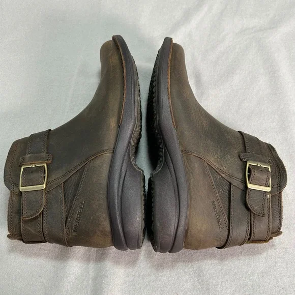Merrell Andover Bluff Brown Waterproof Leather Ankle Boots Buckle Zip J17484 6